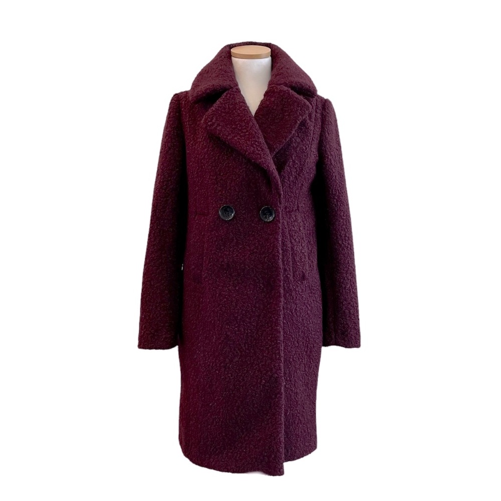 Sam Edelman Curly Faux Fur Teddy Coat Burgundy Size 2 NWT
